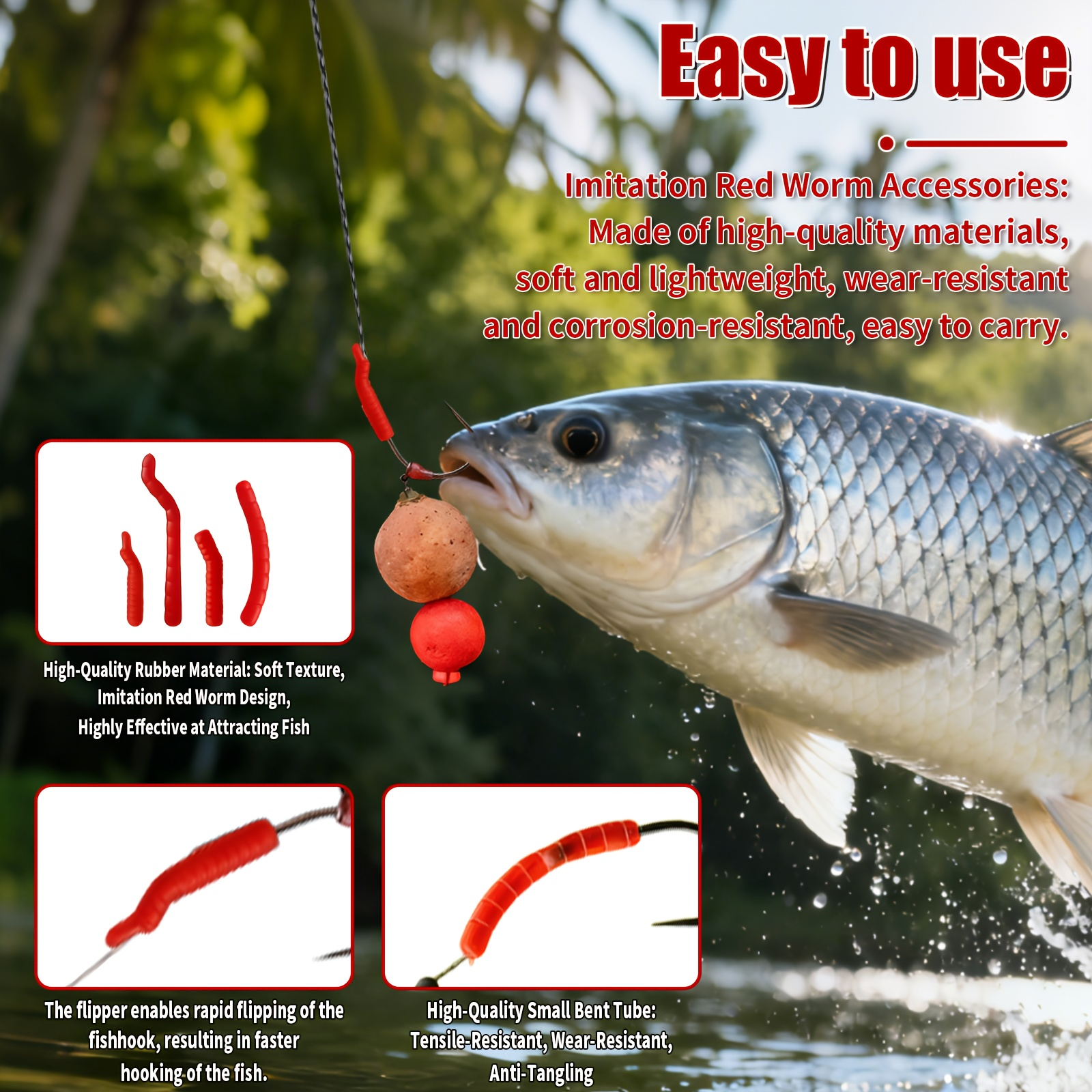 Red Artificial Bloodworm Hook  - Aglaonema Red 리뷰 및 가격