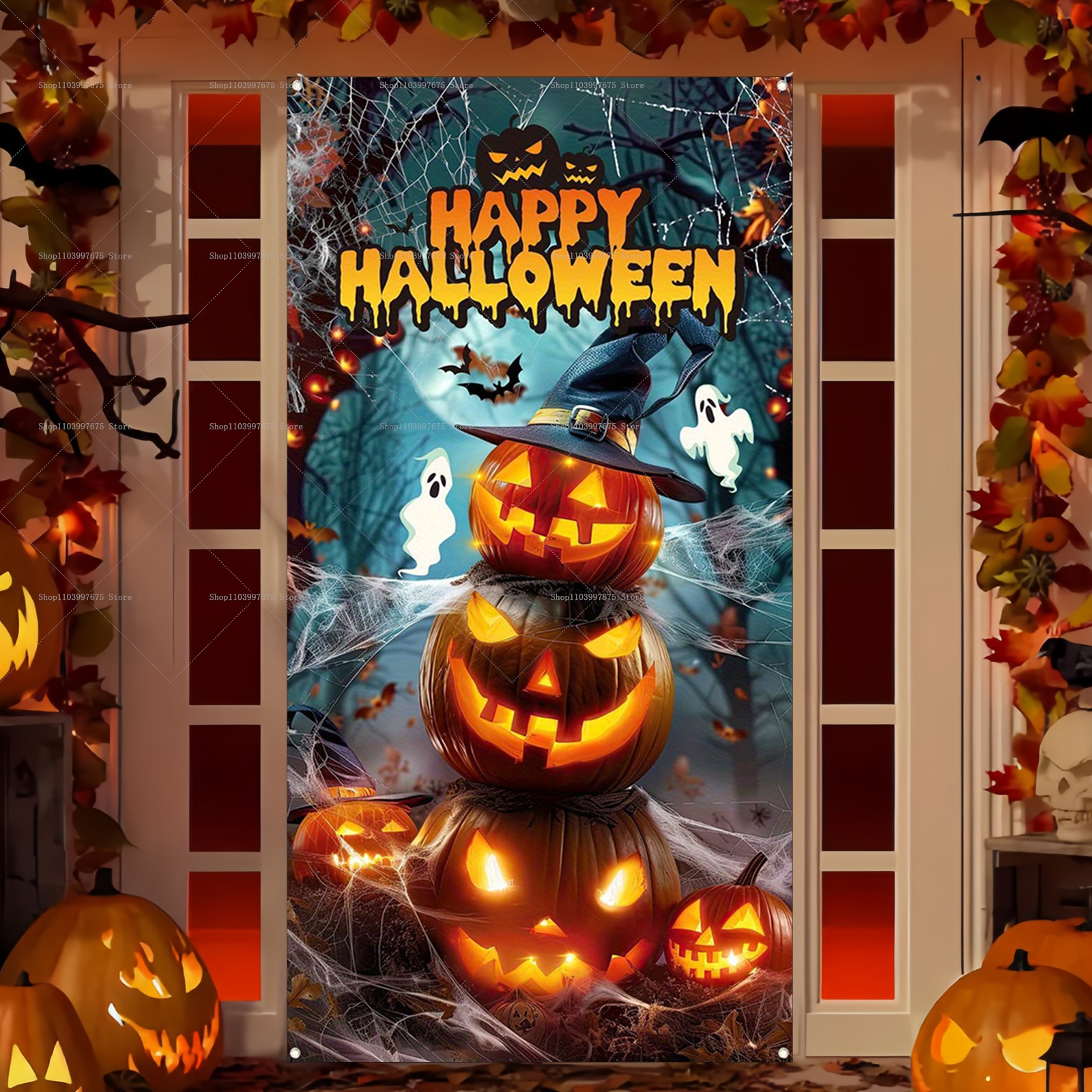 Happy Halloween Door Banner Ev - Spider Plant Hanging 리뷰 및 가격